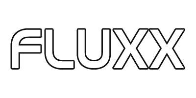 Fluxx Rengøring logo hvid med sort kant